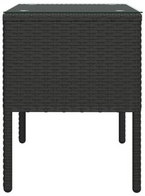 Mesa de apoio 53x37x48 cm vime PE e vidro temperado preto