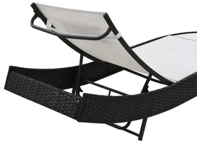 Espreguiçadeiras com mesa 2 pcs vime PE e textilene preto