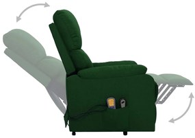 Poltrona elevatória de massagens tecido verde-escuro