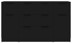 3 pcs conjunto de aparadores madeira processada preto