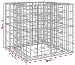 Cesto gabião 70x70x65 cm ferro galvanizado prateado