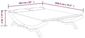 Espreguiçadeira exterior 165x188,5x46cm madeira curva antracite