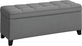 Banco com arrumação de 112 L, 120 x 40 x 48 cm banco de cabeceira em tecido de linho, assento estofado, cinzento escuro
