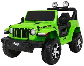 Carro elétrico para Crianças 12V 4x4 Jeep Wrangler Rubicon Rodas de EVA, Assento de couro Verde