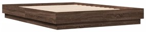 Estrutura de cama com luzes LED 150x200 cm carvalho castanho