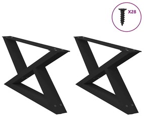 Pés para mesa de centro 2 peças, preto, 70x(30-31,3) cm, aço