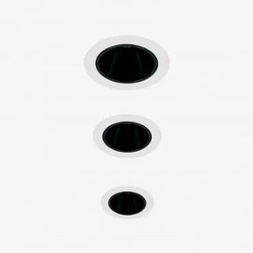 Pack De 3 Downlights Led Embutidos Com Molduras Redondas Ø7 Cm Em Alumínio Luisiana Branco Cálido 2700k & Branco - Preto & 8 W & 23º - Sklum