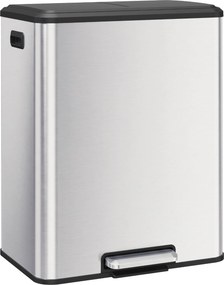 HOMCOM Lixeira Cozinha 2 x 30 L, Lixeira a Pedal em Aço Inox com Baldes Removíveis e Tampa com Fechamento Soft-Close, Prateado | Aosom Portugal