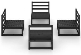 4 pcs conjunto lounge de jardim pinho maciço preto