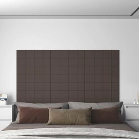 vidaXL Painel de parede 12pcs 60x15cm tecido 1,08 m² cinza-acastanhado