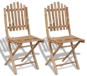 vidaXL Cadeiras de jardim dobráveis 2 pcs bambu