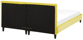 Cama de casal em veludo amarelo 160 x 200 cm FITOU Beliani