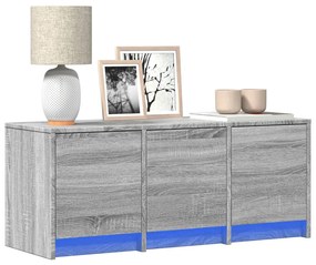 vidaXL Móvel de TV com luzes LED derivados de madeira cinzento sonoma