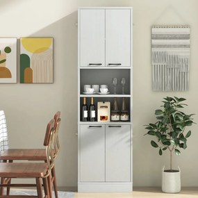 Armário de despensa para cozinha 56 x 30 x 190 cm com portas e prateleiras cinza claro