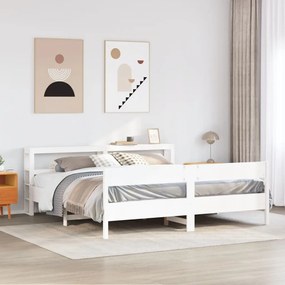 Cama sem colchão 180x200 cm madeira de pinho maciça branco