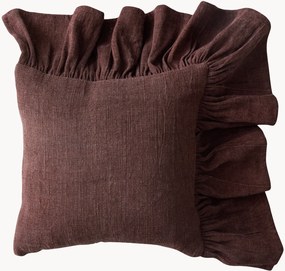 Almofada de algodão com folhos Chestnut