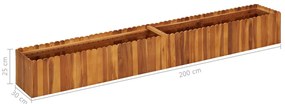 Vaso/floreira de jardim 200x30x25 cm madeira de acácia maciça