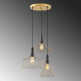 Candeeiro Suspenso Dear – Ouro Brilhante – 63 x 63 x 135 cm