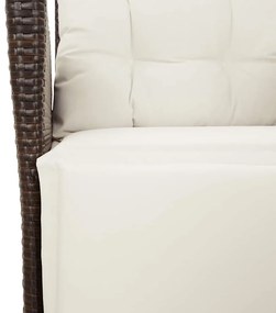9 pcs conjunto jantar p/ jardim c/ almofadões vime PE castanho