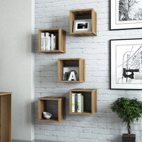 Prateleira de Parede Box – Nogueira – 30x24x30 cm (5 Peças)