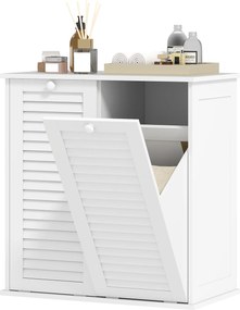 Armário de Casa de Banho com Cesto para Roupa Suja, 70 x 38 x 73 cm, 2 Cestos Basculantes, Branco