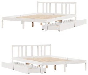 Cama sem colchão 140x190 cm madeira de pinho maciça branco