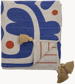 Manta em mistura de algodão estampada com borlas Eviaya