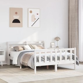 vidaXL Cama sem colchão 135x190 cm madeira de pinho maciça branco