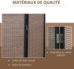 Biombo de madeira 180 x 180 cm para divisão de espaços, divisória dobrável de 4 painéis, castanho