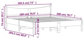 Cama sem colchão 180x200 cm pinho maciço castanho-mel