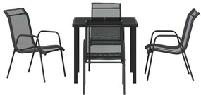 Conjunto de Jantar para Jardim, 5 Peças, Preto, em Textileno e Aço