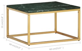 Mesa de centro 60x60x35cm pedra genuína textura mármore verde