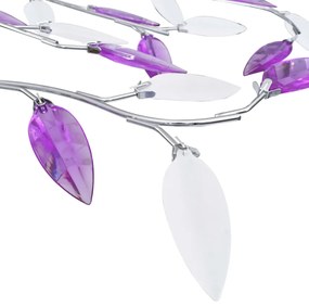 Candeeiro teto braços folhas de cristal acrílico 5 E14 roxo