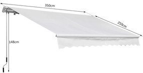 Toldo Manual 3,5x2,5 m de Alumínio Toldo de Varanda Pátio com Manivela