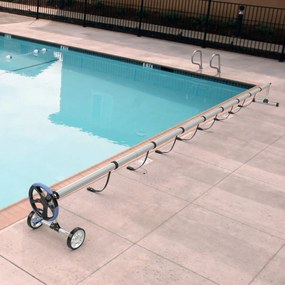 Carretel 5,5 m  de piscina com tubo de metal Ideal para Piscinas Exteriores 58 x 62 x 550 cm