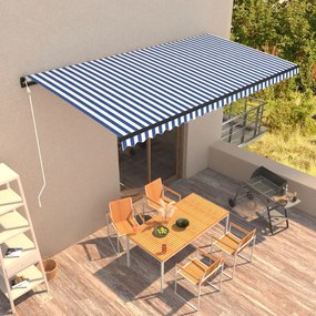 vidaXL Toldo retrátil automático 600x300 cm azul e branco