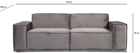 Sofá de 2 Lugares Lego – Cinzento – 215x100x76 cm