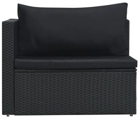 5 pcs conjunto lounge de jardim c/ almofadões vime PE preto