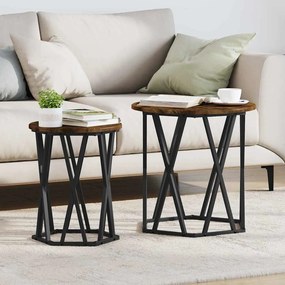 vidaXL Mesa de centro 2 pcs Carvalho fumado 50 x 50 x 50 cm