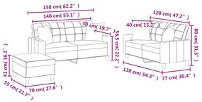 3 pcs conjunto sofás c/ almofadas couro artificial cappuccino