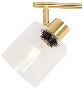 Candeeiro de teto spot dourado com vidro 3 luzes ajustável - Laura Art Deco