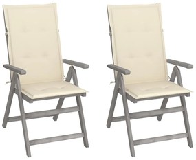 vidaXL Cadeiras jardim reclináveis c/ almofadões 2 pcs acácia maciça