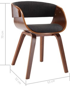 Cadeiras jantar 4 pcs madeira curvada e tecido cinzento