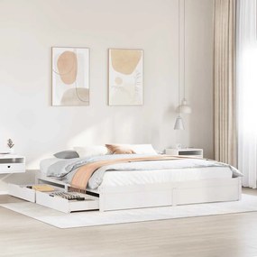 Cama sem colchão 200x200 cm madeira de pinho maciça branco