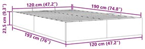 Estrutura de cama otomana sem colchão 120x190cm castanho escuro