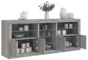 vidaXL Aparador com luzes LED 162x37x67 cm cinzento sonoma