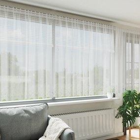 vidaXL Cortina de Renda com cortinas Floral Branco 400 x 180 cm Poliéster