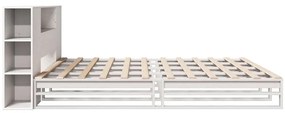 Cama com estante sem colchão 200x200 cm madeira maciça branco
