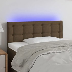 3122031 vidaXL Cabeceira de cama c/ luzes LED tecido 90x5x78/88 cm castanho