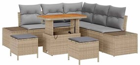 Conjunto de Sofás de Jardim 8 Peças com Almofadas Bege em Polirattan e